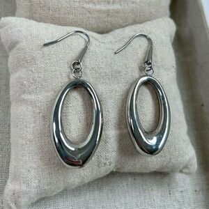 Steel By Design brand-Stainless steel, oval hoop dangle polished earrings